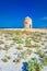 Famous Gyra beach with old windmills in Lefkada island, Greece