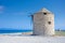 Famous Gyra beach with old windmills in Lefkada island, Greece