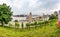 Famous Hamburger Landungsbruecken with harbor and ships on Elbe river, St. Pauli district, Hamburg, Germany