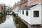 The famous hanging kitchens above the canal Damsterdiep in the D