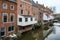 The famous hanging kitchens above the canal Damsterdiep in the D