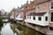 The famous hanging kitchens above the canal Damsterdiep in the D