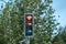 Famous heart-shaped stoplight sign in Akureyri Iceland