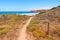 Famous hiking coast path along Rota Vicentina, Algarve landscape Portugal, near Amado Beach