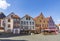 famous historic Schlossplatz (castle ground)  in Sankt Wendel with panoramic view of half timbered houses