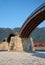 The famous historical wooden arch Kintai Bridge in Iwakuni city in the fall, Japan