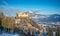 Famous Hohensalzburg Fortress at sunset in winter, Salzburg, Austria