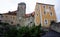 Famous Hohnstein castle with yellow gate in Saxon Switzerland