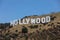 The famous Hollywood Sign on Mount Lee in Los Angeles, seen from Mulholland Drive. CA. USA