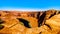 The famous Horseshoe Bend of the Colorado River in the semi desert landscape near Page, Arizona