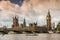 Famous Houses of Parliament and Westminster Bridge over the River Thames in London, England, Great Britain, United Kingdom