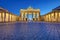 The famous illuminated Brandenburg Gate in Berlin