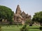 Famous Indian tourist landmark - Kandariya Mahadev Temple, Khajuraho, India. Unesco World Heritage Site