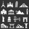 Famous international landmarks icons