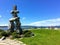 The famous Inukshuk along the waterfront of English Bay