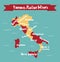 Famous Italian wines vector map