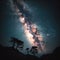 The famous Joshua Tree stand in the night sky with Milky Way above