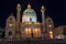 Famous Karlskirche church illuminated at night in Vienna