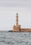 Famous lighthouse of Chania in Crete island of Greece