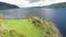 The famous Loch Ness aerial shot green Scotland United Kingdom