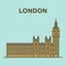 Famous London Big Ben building illustration.