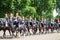 Famous London Horse Guards. Changing of the guards ceremony at Buckingham Palace