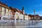 Famous main square Glavni trg of Maribor the second largest city in Slovenia with a fountain