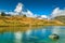 Famous Matterhorn peak and Leisee alpine glacier lake,Valais,Switzerland