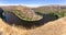 Famous meander of DuratÃ³n river among cliffs, near romanesque church Ermita de San Frutos. Home of the griffon vultures.