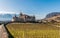 Famous medieval Aigle Castle and vineyard in the spring. Switzerland