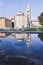 Famous medieval St. Donatus church built on Roman forum in Zadar with reflections in water