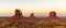 Famous Mitten Buttes or mesas, Monument Valley Navajo Tribal Park. Beautiful natural scenery at dusk. Arizona, USA