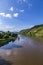 Famous Moselle landscape with ferry in Trittenheim