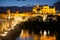 Famous Mosque (Mezquita) and Roman Bridge at night, Spain, Eur