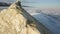 Famous natural landmark in Russia, Siberia, Baikal. Clip. Aerial view of breathtaking winter landscape with clear