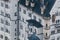 Famous Neuschwanstein bavarian castle facade closeup view