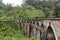 The famous nine-arch bridge of the railway in the jungle in Sri Lanka