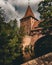 Famous Nurnberg Castle and trees in Germany under a cloudy sky