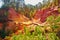 Famous Ochre path through large ochre deposits in Roussillon, Provence, France