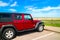 The famous off-road Jeep vehicle in Badlands National Park, South Dakota