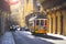 Famous old historic tourist yellow tram in Lisbon