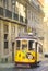 Famous old historic tourist yellow tram in Lisbon