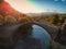 The famous old stoned bridge of Konitsa over Aoos river. Tymfi mount, Zagori, Epirus, Greece, Europe