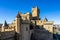 Famous Olite Royal Palace, Navarre, Spain with the blue sky in the background