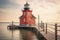 The famous Paard lighthouse at the end of a jetty. Ai generated