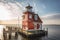 The famous Paard lighthouse at the end of a jetty. Ai generated