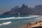 The famous party paradise beach with mountain views right in the heart of the city - Ipanema. The turquoise waters of the Atlantic