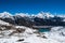 Famous peaks view from Renjo Pass: Everest, Pumori, Makalu