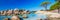 Famous Pine Tree with lagoon on Palombaggia beach, Corsica, France, Europe.