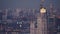 Famous places in the center of Moscow at night. Panorama of the business center of Moscow City and historical buildings